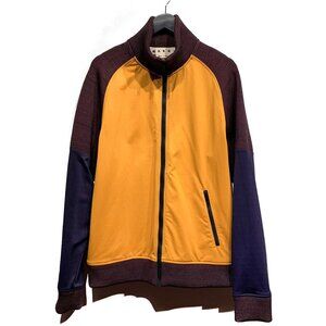 Marni Yellow Burgundy Navy Colourblock Zip-up Track Sweater